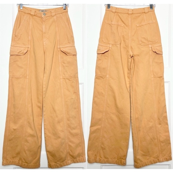HUDSON JEANS 90s Orange Creamsicle High Rise Wide Leg Utility Cargo Pants 26 - Picture 6 of 9